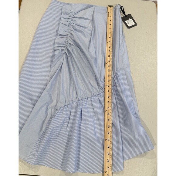 NEW Trouve Skirt Women Medium Stripe Poplin Ruffle Coastal Travel Preppy Cottage - Picture 5 of 7